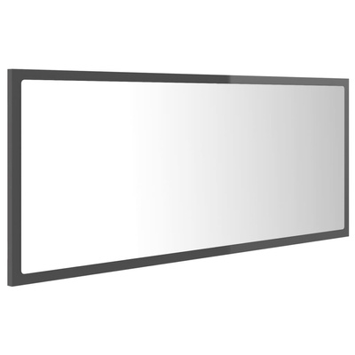 vidaXL Lustro łazienkowe LED, wysoki połysk szare, 100x8,5x37cm, akryl