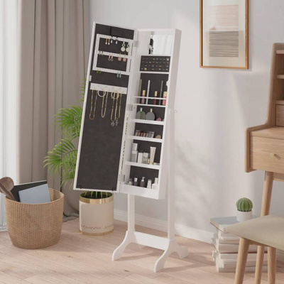 vidaXL Lustro stojące z LED, białe, 34x37x146 cm