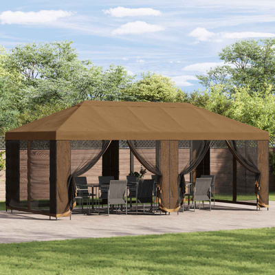 Altana z bokami 6 x 3 m Beżowy Poliester i Stal 190