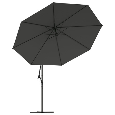 Parasol wiszący z LED i metalowym słupkiem, 350 cm, antracytowy