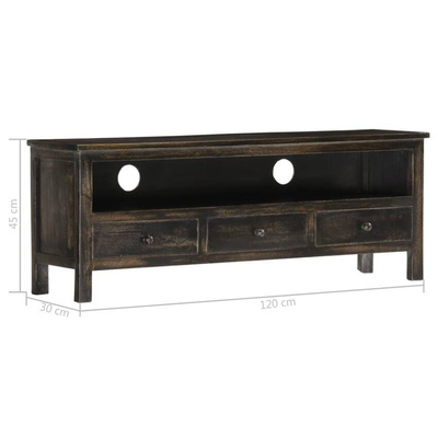 vidaXL Szafka pod TV, czarna, 120 x 30 x 45 cm, lite drewno mango