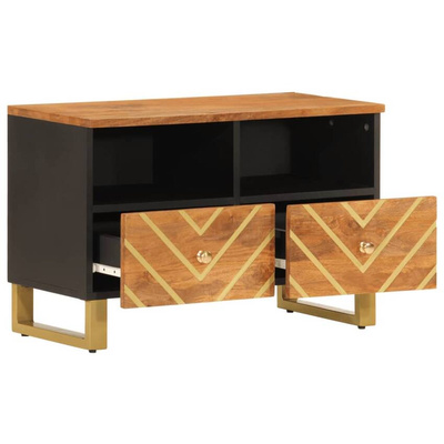 vidaXL Szafka pod TV, brązowo-czarna 70x33,5x46 cm, lite drewno mango
