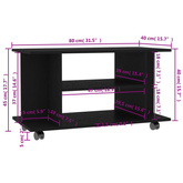 vidaXL Szafka pod TV, czarna, 80x40x45 cm, materiał drewnopochodny