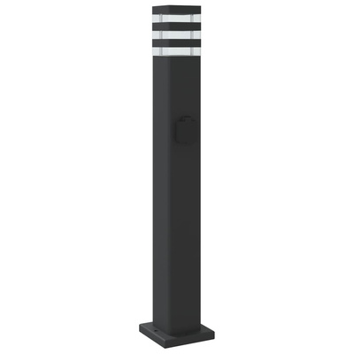 Zewnętrzne lampy stojące, z gniazdkami, 3 szt., czarne, 80 cm
