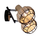 Tajga lampa sufitowa listwa czarny+drewniany 2x40w e14 klosz czarny+drewniany
