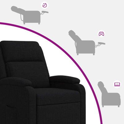 Fotel recliner Czarny tkanina