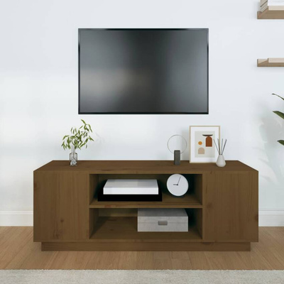 vidaXL Szafka pod TV, miodowy brąz, 110x35x40,5cm, lite drewno sosnowe