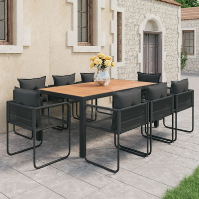 9-częściowy zestaw mebli ogrodowych, rattan PVC, czarno-brązowy