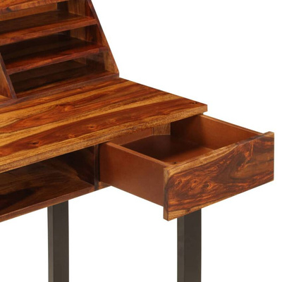 vidaXL Biurko, 110x55x94 cm, lite drewno sheesham i stal