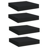 vidaXL Półki ścienne, 4 szt., czarne, 23 x 23,5 x 3,8 cm, MDF