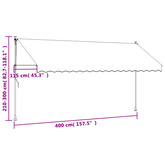 Markiza zwijana, antracytowa, 400x150 cm, tkanina i stal