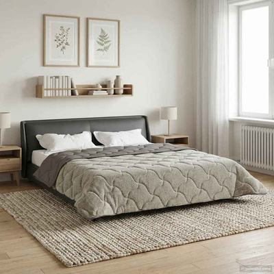 Letni Kołdra Jasnoszary 220 x 260 cm Mikrofibra i Fleece Teddy