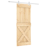 Drzwi przesuwne 80 x 210 cm Lite Drewno Sosnowe (Nieobrobione)