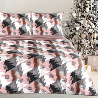 KOMPLET POŚCIELI ŚWIATECZNEJ AURA 140 X 200 CM RÓŻOWY