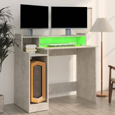 vidaXL Biurko z podświetleniem LED, betonowa szarość, 97x45x90 cm