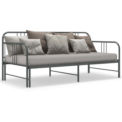Sofa z wysuwaną ramą łóżka, szara, metalowa, 90x200 cm wariant 4