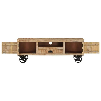 vidaXL Szafka pod TV na kółkach, 110x30x37 cm, surowe drewno mango