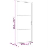 vidaXL Drzwi wewnętrzne, 93x201,5 cm, czarne, matowe szkło i aluminium