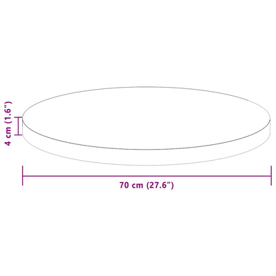Blat stołu Ø 70 x 4 cm Okrągły Dąb lite Jasny Brąz