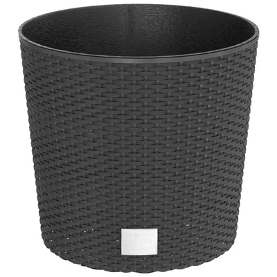Donica z pojemnikiem wewnętrznym, antracyt, 15/15,3L, rattan PP