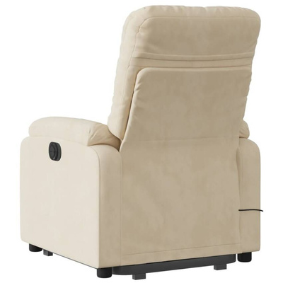 Podnoszony fotel masujący, rozkładany, kremowy, mikrofibra vidaXL