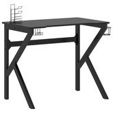 vidaXL Biurko do gier z nogami w kształcie K, czarne, 90x60x75 cm