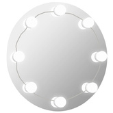 Lustro ścienne z lampkami LED, bez ramy, okrągłe, szklane vidaXL