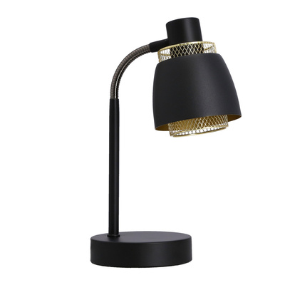 Aleksandria lampa stołowa  e14 klosz czarny+złoty