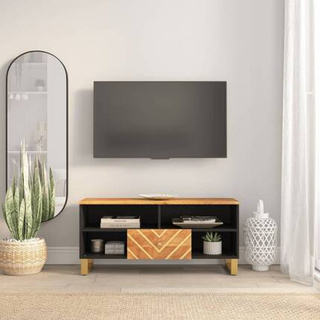 Szafka pod TV, brązowo-czarna 100x33,5x46 cm, lite drewno mango vidaXL