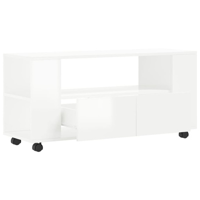 vidaXL Szafka pod TV, wysoki połysk, biała, 102x34,5x43 cm