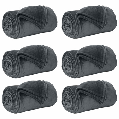 Koce narzutowe 6 pcs Ciemnoszary 130 x 150 cm Polar