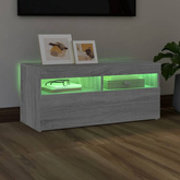 vidaXL Szafka pod TV z oświetleniem LED, szary dąb sonoma, 90x35x40 cm