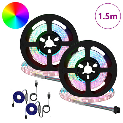 Taśma LED 2 pcs Czarny i przezroczysty 750 mm Miedź i plastik