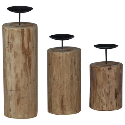 Świecznik 3 pcs Naturalny Lite drewno tekowe
