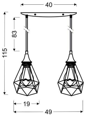 Lampa sufitowa wisząca czarna druciana 2x60W Graf Candellux 32-62895