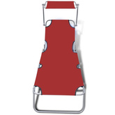 vidaXL Składany leżak z zadaszeniem, stal i tkanina, czerwony