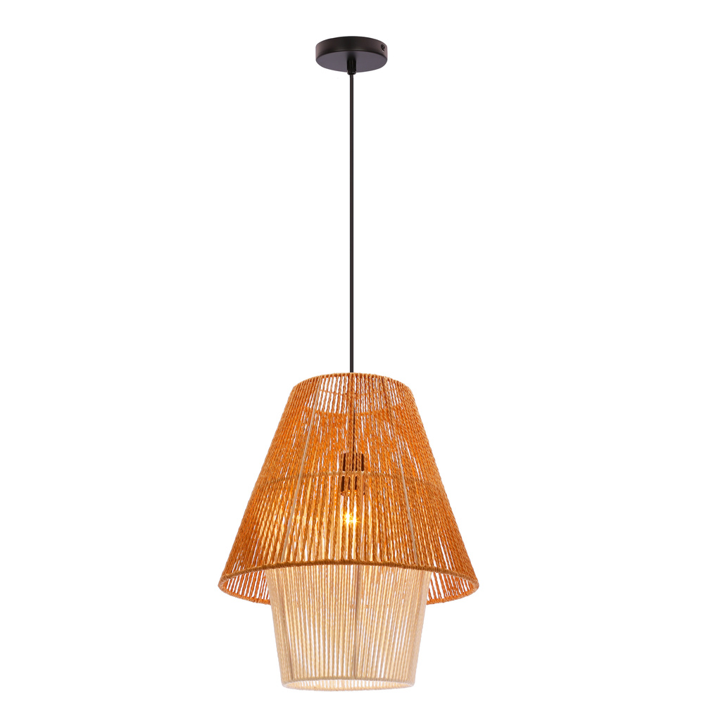 Lampa wisząca z abażurem Africa beżowo-biała do sypialni E27