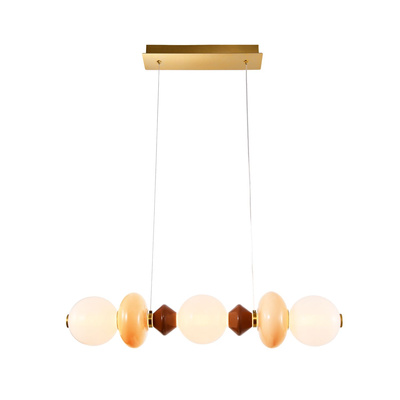 FLORES lampa wisząca mosiężny+brązowy+pomarańczowy poz.20W LED 3000K klosz biały