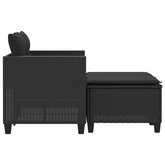 2-osobowa sofa ogrodowa z podnóżkami, czarna, polirattan