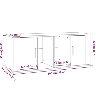 vidaXL Szafka pod TV, biała, 100x35x40 cm, materiał drewnopochodny