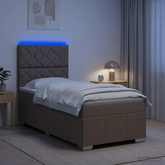 Łóżko z box spring LED z materacem Ciemnoszary 100 x 200 cm