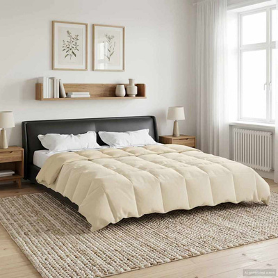 Kołdra na cały rok Kwiłtowany Kremowy 200 x 220 cm Mikrofibra