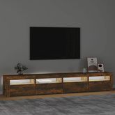Szafka pod TV z oświetleniem LED, przydymiony dąb, 240x35x40 cm vidaXL