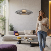 Lampa wisząca Ombre 42 szklana nad stół dymiony klosz GX53