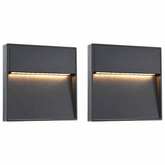 Lampy ścienne zewnętrzne LED, 2 szt., 3 W, czarne, kwadratowe