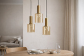 Lampa wisząca nad okrągły stół, bursztynowe klosze K-5878 z serii AIGO