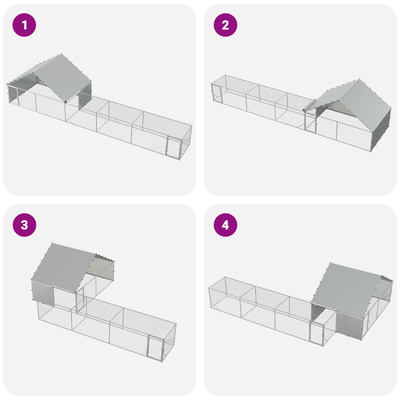 Kurnik z dachem i podwórkiem 2 szt. srebrny 8 x 2 x 1,9 m