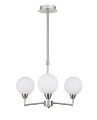 Lampa wisząca Logos potrójna z białymi szklanymi kloszami nad stół G9