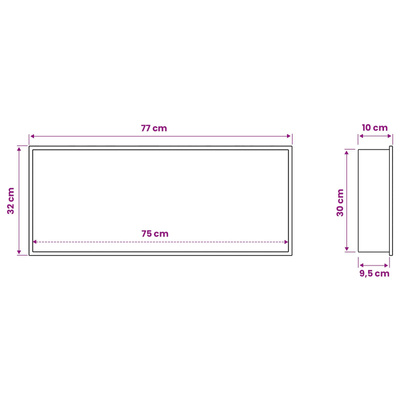 Nisza prysznicowa srebrny 75 x 30 x 9,5 cm Stal nierdzewna