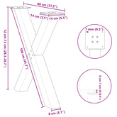 Nogi do stołu jadalnego w kształcie litery X 2 szt. Antracyt 80x(72-73) cm Stal